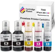 5 Pack (2BK,1C,1M,1Y) Compatible Ink for Epson T542 for Epson EcoTank Pro ET-16600 EcoTank Pro ET-5800