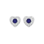 Silver Blue Heart Studs in Blue