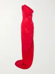 [Vivienne Westwood] Vivienne Westwood - Andreas One-shoulder Gathered Jacquard Gown - IT38 IT 38 Red