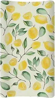 Psesaysky Lemon Changing Pad Cover Waterproof Soft Universal Tray Table Mat Durable Breathable Nursery Pad Change Cover Lightweight Stretchy Changing Table Cover
