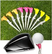 Premium High Path Golf Tee Set - 5° Launch Angle for Maximum Distance and Accuracy, 9 Pack (3 Colors), 20mm Stable Head, Adjustable Height Markers, High Visibility, Reduces Hooks and Slices.
