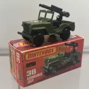 VTG 1976 Matchbox Lesney Superfast #38 Armoured Jeep w/ Original Box Excellent!