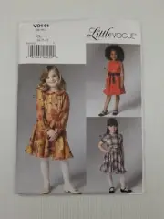 Vogue Sewing Pattern 9141 V9141 Girl Dress Belt 3 styles Pattern Size 6-8 NEW
