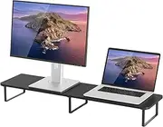 activiva Black Dual Monitor Riser, Monitor Stand, Office Workstation, Fits Two Monitors or Laptops and Elevates for Better Viewing Angle