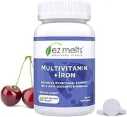 Multivitamin for Women Men with Iron Dissolving Vegan Multivitamin with Iron for Nutritional Support Zero Sugar Multivitamin for Men and Women Vegan Vitamins Cherry Flavor 60 Ct