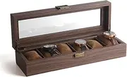 Watch Display Box Wooden Watch Storage Box Glass Cover Watch Box Watch Jewelry Box Bracelet Watch Box Storage and Display Organizer Watch Cases for Men (Size : 6 grid) FANDIAO