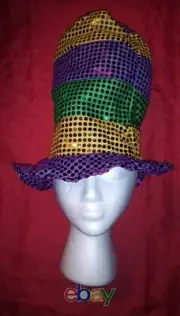 Glitz N BLING PURPLE GOLD GREEN SEQUIN ADULT SZ S/M LEPRECHAUN Hat HALLOWEEN NEW