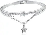 HONMEET Star Women Bracelet Hand Jewelry Silver Vintage Style Charm Bracelet for Birthday