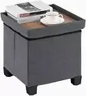13 Inches Small Storage Ottoman Cube, Foot Stool Foldable Storage Foot
