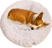 Soft Plush Round Pet Bed Dog Calming Bed Plush Cushion Ideal For Small Dogs And Cats Pet Snooze Sleeping Kennel Perfect For Kittens Comfortable Round Indoor Cat Donut Bed