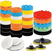 39 Pieces Polishing Pad Kit 2 in 1 Car Foam Drill 7-5" & 31-3" Buffing Pads New