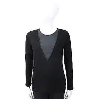 在飛比找Yahoo奇摩購物中心優惠-FABIANA FILIPPI 銀鍊細節黑色假兩件紗質上衣