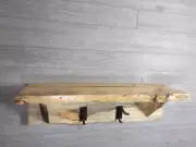 Rustic Natural Blue Pine Wood Coat Rack/Shelf with 2 metal hooks