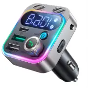 Bluetooth 5.3 Car FM Transmitter QC3.0 Car Charger Adapter Dual Mics Accessory