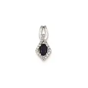 14K White Gold Real Diamond u0026 Sapphire Pendant