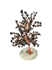 Crystal Chips Tree With Agate Slice Base Black Tourmaline Ornaments Money Tree
