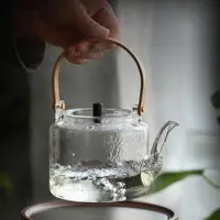 在飛比找ETMall東森購物網優惠-日式玻璃煮水壺泡茶家用透明小型電陶爐提梁煮茶壺單壺耐熱養生壺