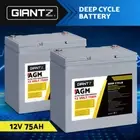 Giantz AGM Deep Cycle Battery 12V 75Ah Marine Sealed Power Portable Box Solar X2