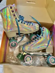 NEW IMPALA Rollerskate Holographic Quad Skates, Womens Size 9