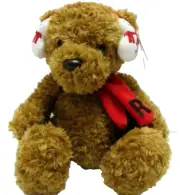 Aurora Wagner Plush Bear wearing Snowman Ear Muffs and Scarf Stuffed New