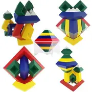 Stacking Pyramid Building Toys 3D Puzzles Brain Teaser for Kids Adults Creative Preschool Learning Activities Construction Toys (60 PCS)