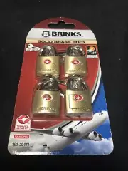 Brink's 4-PACK SOLID BRASS PADLOCK 22mm TSA TRAVEL LUGGAGE Weather-Resistant
