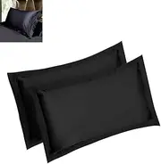 Centerline Black Set of 2 Silk Pillowcase, Hypoallergenic Queen Size Pillow Case, Satin Pillowcases for Curly Hair & Dry Skin