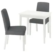 NÄSINGE / BERGMUND table and 2 chairs, white/Gunnared medium grey white, 80x60 cm