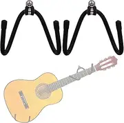 Horizontal Guitar Wall Mount Hanger, 2 Pack Guitar Hanger Wall Hook Holder Stand Storage Guitar Display Rack with Screws for Acoustic Electric Guitar Ukulele Bass Banjo Mandolin - No Guitar
