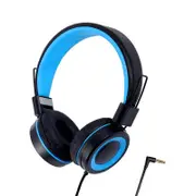 Kids Headphones Adjustable Headband Foldable for Study Tablet-Black Blue