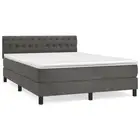 Box Spring Bed with Mattress Dark Grey 153x203 cm Queen Size Velvet vidaXL