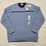 NWT Mens MEDIUM Geoffrey Beene Blue City Sweatshirt Knit Striped Sweater 51915CC