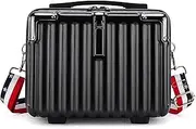 Duleylv Mini Suitcase Hard Shell Makeup Bag Travel Cosmetic Case Portable Makeup Luggage with Shoulder Strap for Women, Black