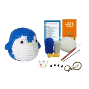 Crochet Keychain Kit - Breezy Blue Penguin