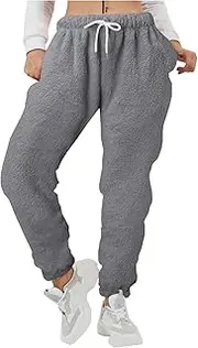 [Kangma] Womens Fuzzy Fleece Pants,2022 Winter Novelty Thicken Jogger Fitness Sweatpants Soft Fluffy Fleece Home Pajama Pants