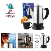 Stainless Steel Electric Coffee Percolator with Borosilicate Glass Knob 12 Cups