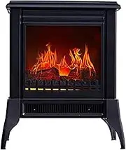 Electrical Fireplaace Heating Stove Freestanding Fireplace Silent Radiation 1400w Fireplace Heater with Realistic 3D Flame Effect & Large Window Outdoor Patio Heating,Practical