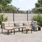Patio Furniture Sets 5 Piece Garden Sofa Set with Cushions Black Powder-Coated Steel