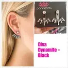 Paparazzi 'Diva Dynamite' Black ( gunmetal) Earrings ~ LQQK ~ HTF ~ NWT
