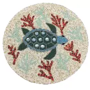 4 Nicole Miller Sea Turtle Beaded Placemat Set Green Ocean Coral Beach Designer