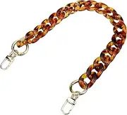 Quluxe Short Thick Resin Purse Bag Handle Shoulder Strap Replacement, Handbag Decoration Chain, Bag Accessories Charms (Leopard with Gold Buckle)