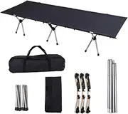 Ultralight Portable Folding Sleeping Bed Office Siesta Noon Break Bed Aluminum Alloy Rod Ox Cloth Camping Hiking Sleeping Bed Black