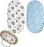 Set Of 2 Fitted Sheets For Prams, Bassinets, Mattresses