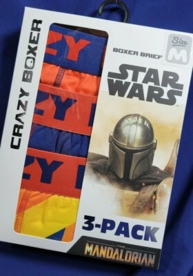 Star Wars Mandalorian 3 Boxer Briefs M Soft Fabric Moisture Wicking CRAZY BOXER