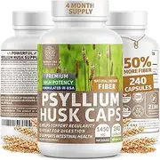 Premium Psyllium Husk Capsules [All Natural & Potent] - Powerful Soluble Fiber Supplement Helps Support Regularity & Digestion, Reduce Constipation, Lower Cholesterol & Support Weight Loss - 240 Caps