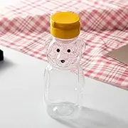 Yellow Plastic Bear Honey Bottle Jars, Empty Honey Squeeze Bottle with Flip-top Lid for Storing and Dispensing, Flap Caps Garlic Presses for Leak Proof Flip-Top Caps Food Dispensers Squeeze Bottles