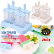 Ice Cream Mold 4Cells Block Moulds Icy Pole Jelly Pop Popsicle Maker Mould Tray