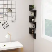 Wall Corner Shelf High Gloss Black 20x20x127.5 cm Engineered Wood