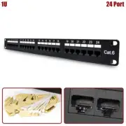 24 Port Cat6 Patch Panel 110 RJ45 Network LAN 1U 19" Rack Mount Server Cabinet