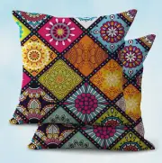 2PCS pillowcases home decoration retro mandala patchwork cushion cover